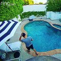 The Man Who Dive On The Phone Falling Into The Pool
