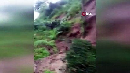 Trabzon'da yaşanan heyelandan son anda kurtulan vatandaşlar o anları kaydetti