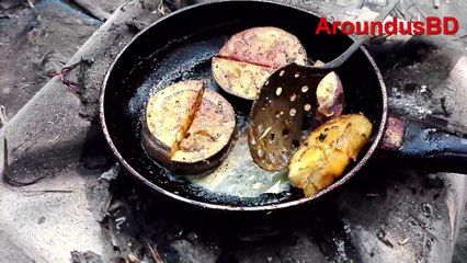 Begun bahar recipe -  Village Food  cooking Begun Bahar - Grandmother cooking Begun Bara recipe