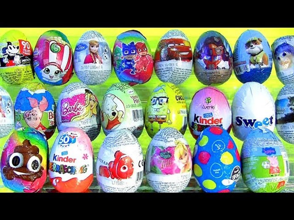 21 Surprise Eggs Kinder Surprise Toys Opening Peppa Pig Sorpresa PJ