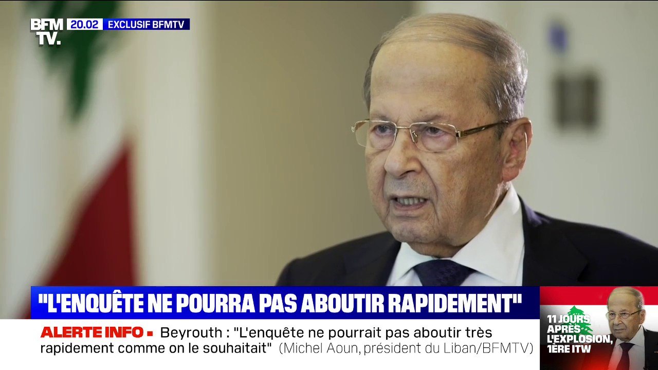 Explosions à Beyrouth: "L'enquête ne pourra pas aboutir très rapidement comme on le souhaitait", selon le président libanais sur BFMTV