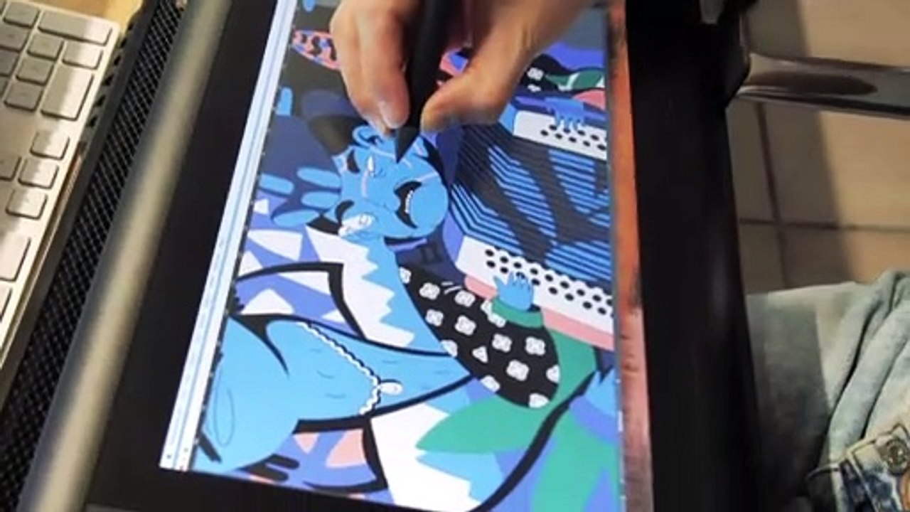 Colourful art on tablet.