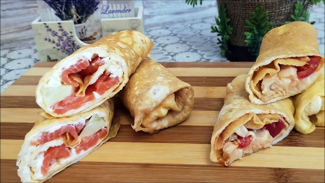 Белковые РОЛЛЫ на ЗАВТРАК или УЖИН белковые блины Быстрая закуска из блинов роллы в домашних условиях