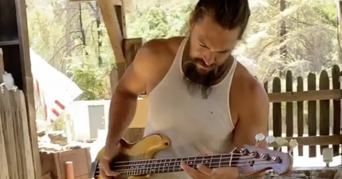 Jason Momoa jams Red Hot Chili Peppers’ ‘Higher Ground’ on his new bass