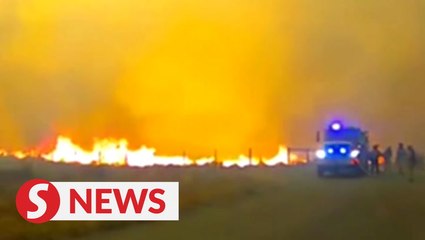 Fire crew battles massive blaze up in California