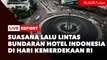 Suasana Lalu Lintas di Bundaran Hotel Indonesia Saat HUT RI ke - 75