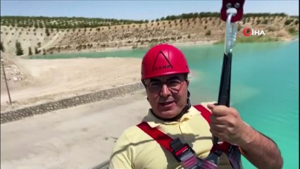 Atatürk Barajı'nda zipline heyecanı