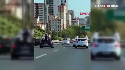 Düğün konvoyunda tehlikeli anlar