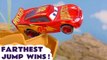 Hot Wheels Farthest Jump Wins with Disney Cars 3 Lightning McQueen versus Funny Funlings and Marvel Avengers with the PJ Masks in this Family Friendly Full Episode English Toy story for Kids