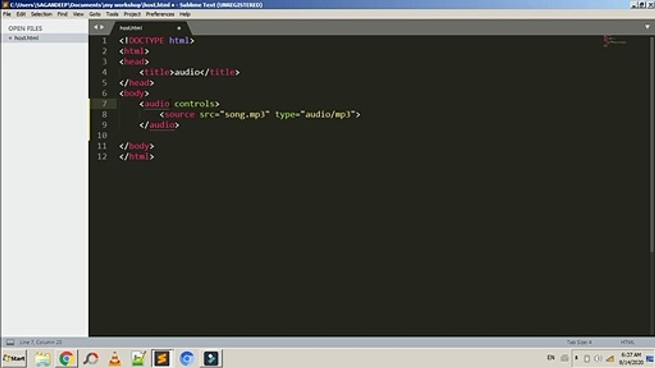 Learn HTML - audio tag