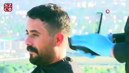 Virüs tehlikesi nedeniyle damat tıraşını tabyalarda oldu