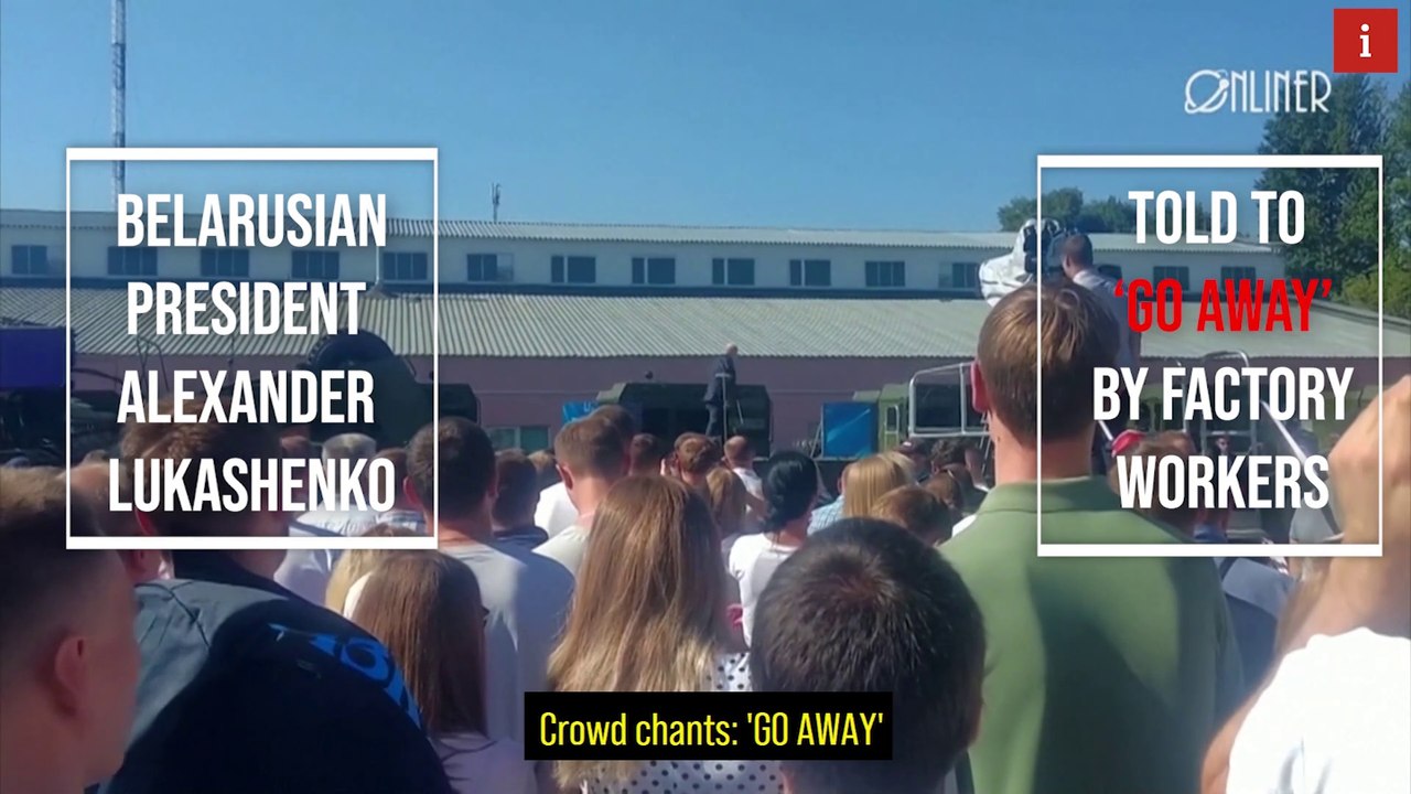 Belorussian President Alexander Lukashenko walk...