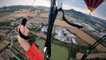 Guy Enjoys Sunset While Paragliding Around Hot Air Balloon