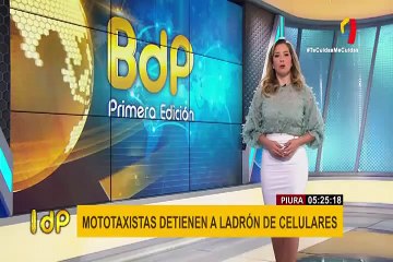 Piura: mototaxistas se unen y logran detener a ladrón que arrebataba celulares