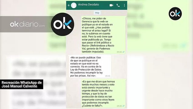 Estos son los chats íntegros de Podemos en poder del juez que prueban la falsa licitación de las obras de la sede