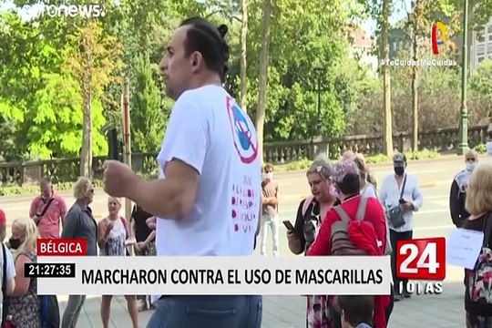 Bélgica: decenas de personas protestaron contra uso de mascarillas