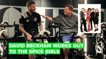 David Beckham sings along to the Spice Girls in spin class