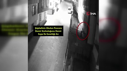 Okula giren hırsız güvenlik kamerasına yakalandı