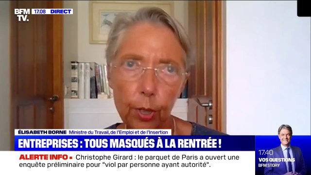 Entreprises: le masque sera obligatoire dans les espaces partagés et clos à partir de la fin du mois d'août, selon Elisabeth Borne