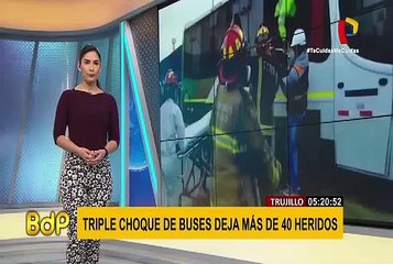 Triple choque de buses interprovinciales deja más de 40 heridos en Trujillo
