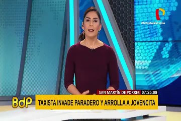 SMP: taxista invade paradero, arrolla a joven y fuga