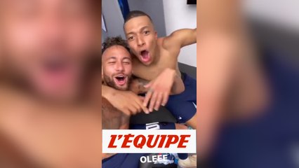 La joie de Neymar et Mbappé dans le vestiaire - Foot - C1 - PSG