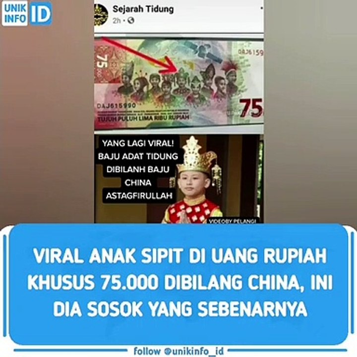 Video Pemotretan Sosok Anak Berpakaian Adat Tidung di Uang Rp75 Ribu yang Sempat Dituding Berpakaian China