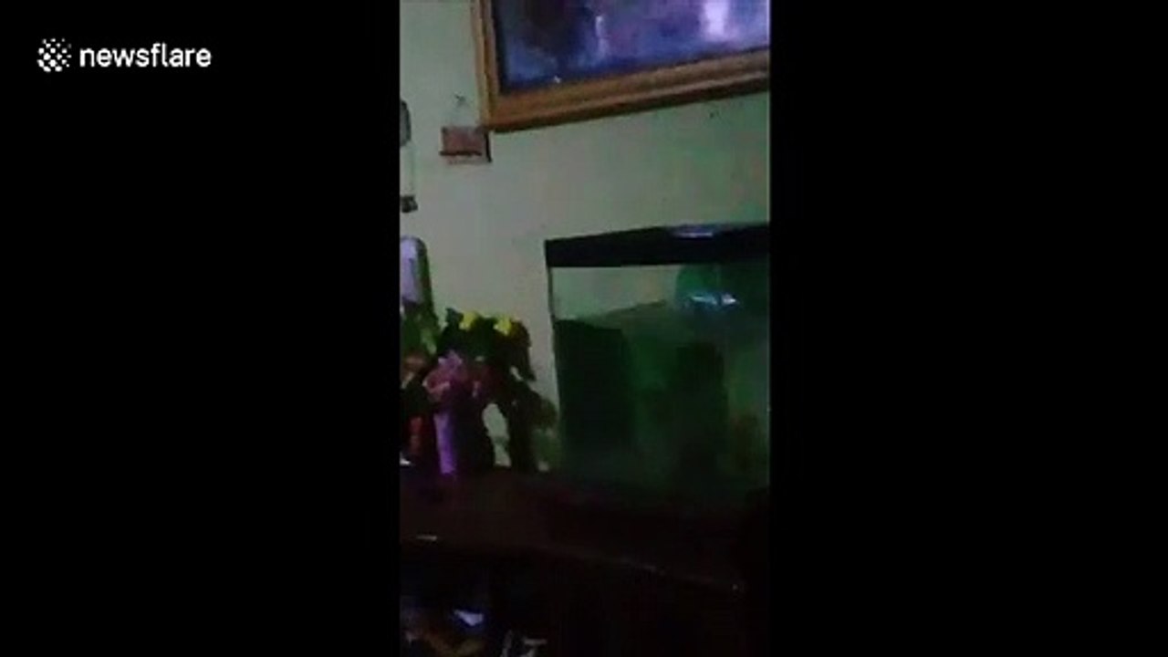 Chandelier sways as magnitude 6.8 earthquake strikes off coast of Indonesia's Sumatra island