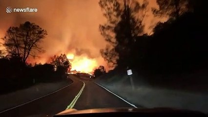 Terrifying footage of photographer's journey through heart of wildfire burning in California