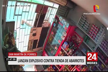 Lanzan explosivo contra tienda de abarrotes en San Martín de Porres