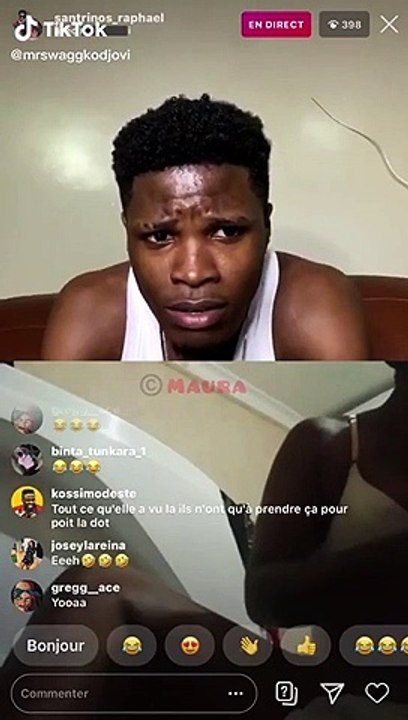 Une femme à moitié nue s'invite dans le live de Santrinos Raphaël