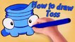 Om Nom Stories: How to Draw Toss from Cut the Rope 2 - Funny cartoons for kids