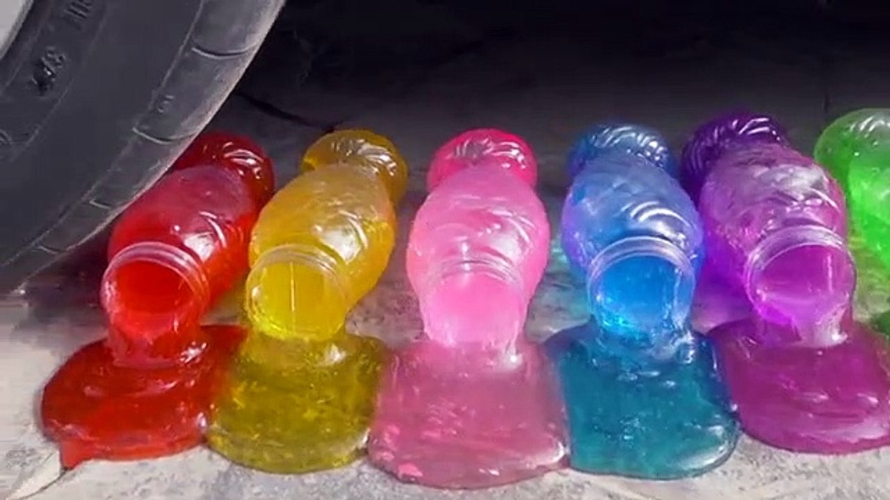 Сrushing Crunchy & Soft Things by Car! EXPERIMENT_ RAINBOW COLORS SLIME and COLA