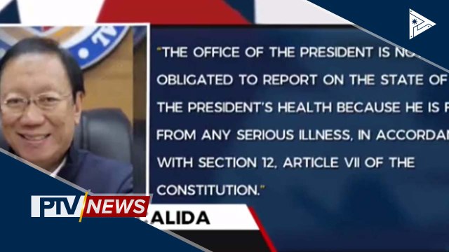 SolGen. Calida: Pangulong #Duterte 'di obligadong iulat ang lagay ng kalusugan kung walang malalang karamdaman
