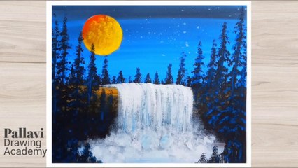 Easy steps to drawWater fall Painting with poster colour __ Pallavi Drawing Acad