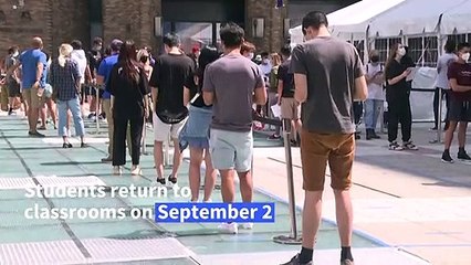 NYU students line up for mandatory COVID-19 testing