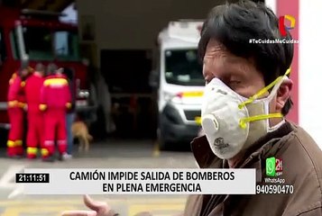 Breña: camión impide salida de bomberos en plena emergencia