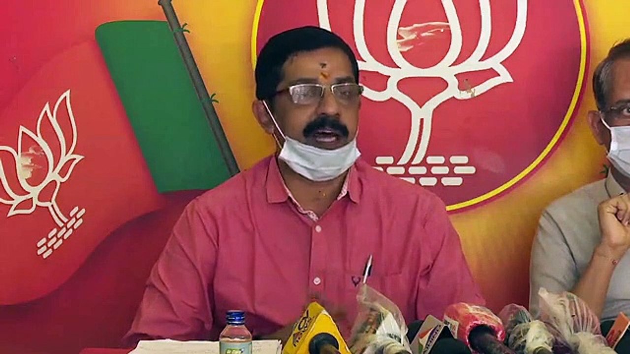 BJP state general secretary C.S. Krishnakumar meet the media from Palakkad against subversion of Central Government schemes in the State