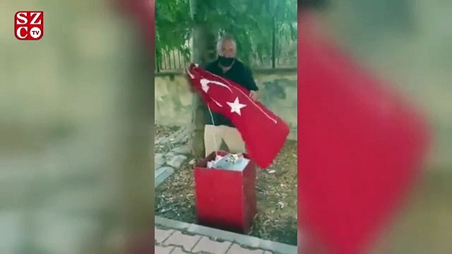 “Çöpe bayrak attılar” diyerek ortalığı ayağa kaldırmıştı. Meğer kendisi yapmış!