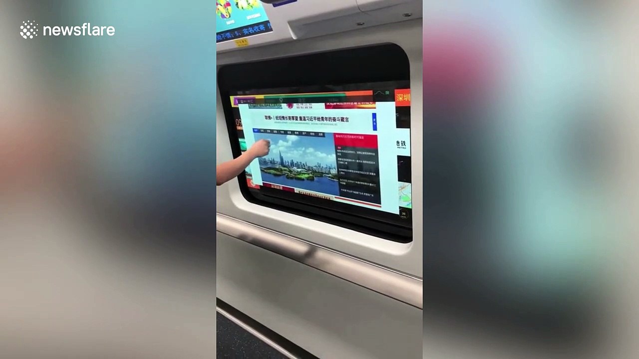 Interactive touchscreens installed on train windows in southern China
