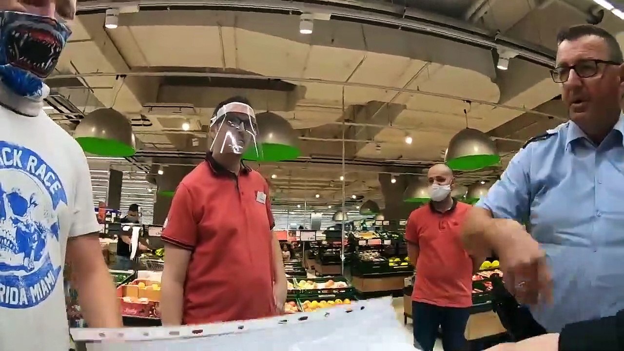 CoronaPolizei im Kaufland möchte Maskenpflicht und Platzverweis durchsetzen. Langversion!