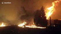 Intense dashcam footage shows blazing Hennessy Fire threatening California's wine country