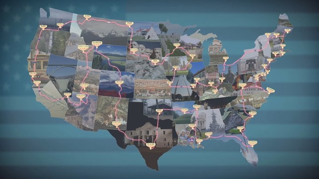 The shortest route for a road trip across the US to see 50 national landmarks