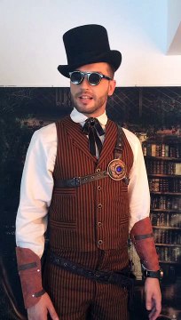 Trying on 1800's style high waisted trousers