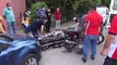 Ehliyetsiz ve alkollü motosiklet sürücüsü park halindeki araca çarptı