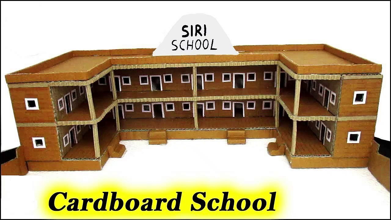 Cardboard School Model | Creative Project Ideas for School Presentation ...