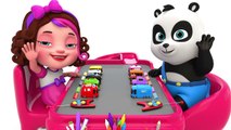 Pinky and Panda Fun play with Ten Little Street Vehicle Buses - Videos for Children