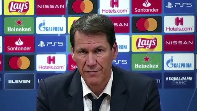 Football - Champions League - Rudi Garcia en conférence de presse après la défait de Lyon contre le Bayern 3-0