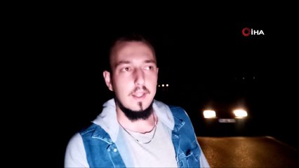 Takla atarak karşı şeride geçen otomobilden baba oğul sağ çıktı