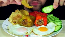 ASMR FRIED EGGS   STUFFED PEPPERS   PANCAKES   VEGETABLES | EATING SOUND (NO TALKING)  BEST SOUND